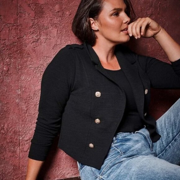 Torrid Textured Ponte Crop Military Jacket Size 4X - Picture 1 of 7